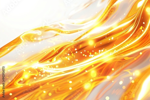 Abstract Background with Gold, Yellow, and Orange Glowing Moving Waves, Perfect for Elegant Digital Art