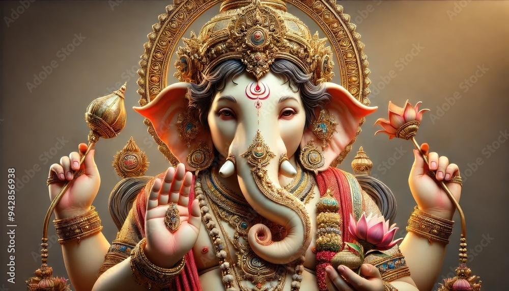 Lord Ganesha with Symbolic Attributes Lord Ganesha with Symbolic Attributes