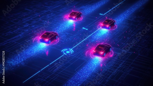 Autonomous EVs and connected vehicles powered by self-driving technology photo