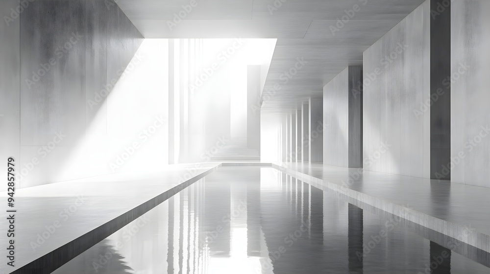 Fototapeta premium Minimalist Architecture Reflecting in Still Water