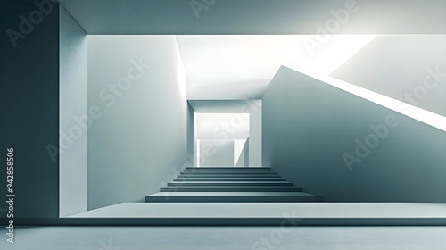 Minimalist White Staircase Interior Design, Modern Architecture