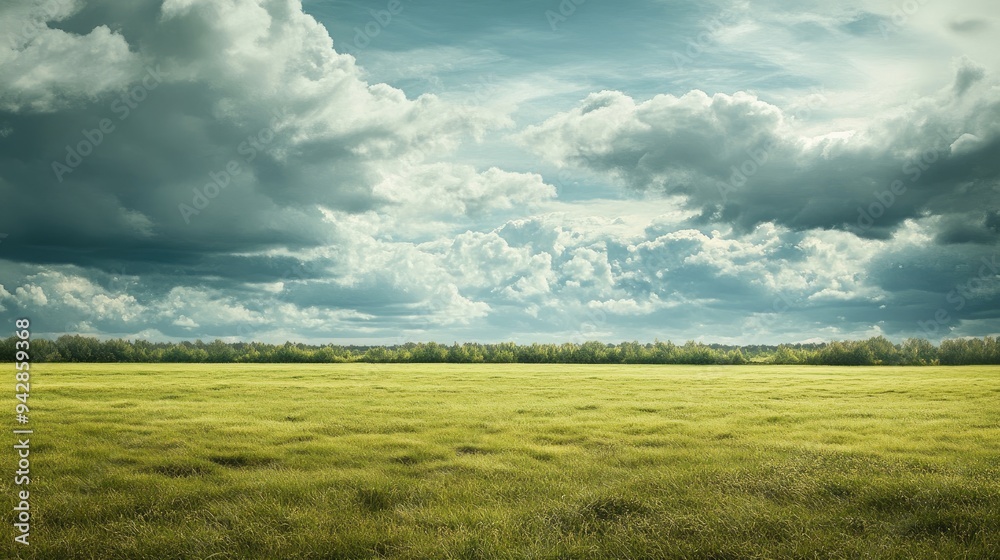 A vast open field under a dramatic cloudy sky, with space for text. Great for rural, nature, or outdoor activity promotions. A vast open field under a dramatic cloudy sky, with space for text. Great for rural, nature, or outdoor activity promotions.