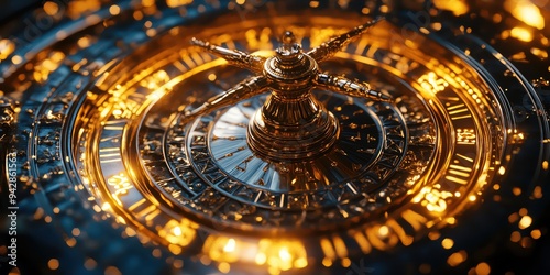 Wallpaper Mural Close-up of a golden roulette wheel with spinning ball. Torontodigital.ca