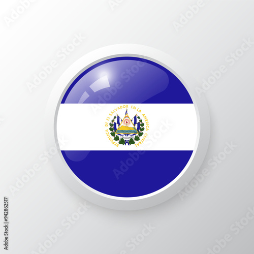 Free Download 3D Button with El Salvador flag. as round glossy icon on background isolated. Vector illustration eps 10.	
 - GFXLoad