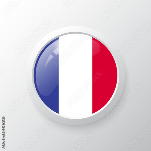 Free Download 3D Button with France flag. as round glossy icon on background isolated. Vector illustration eps 10.	
 - GFXLoad