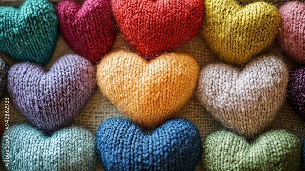 Vibrant Knitted Hearts: A Colorful Tapestry of Love Vibrant Knitted Hearts: A Colorful Tapestry of Love