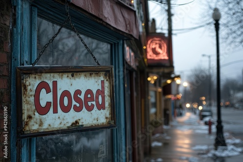 Closed storefront on an abandoned urban street

 photo