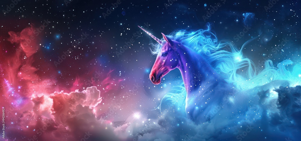 Fototapeta premium Magical Unicorn in the Cosmos