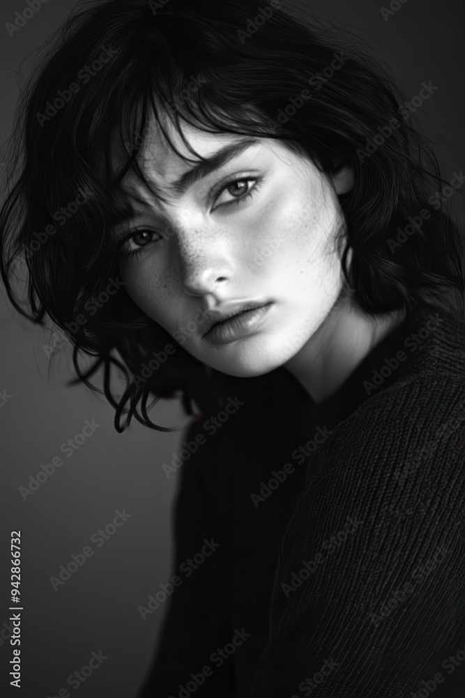 Black white image of a 30 year old beautiful woman Black white image of a 30 year old beautiful woman