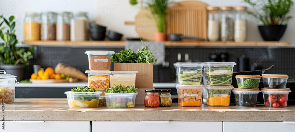 A photo of meal pre-packed boxes with various food A photo of meal pre-packed boxes with various food