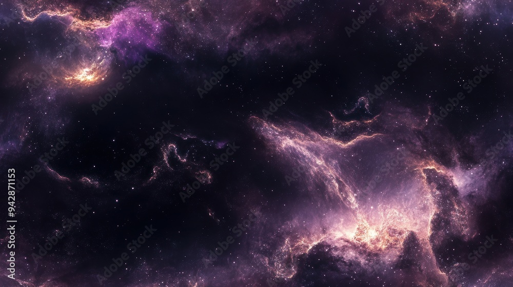 Obraz premium seamless pattern, A breathtaking view of the cosmos filled with vibrant colors and swirling clouds of gas, showcasing the beauty of the universe.