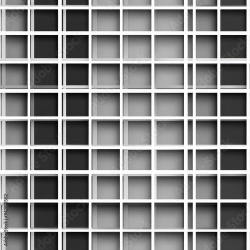 seamless pattern, A modern grid pattern in black and white, showcasing minimalistic geometric design and architectural elements.