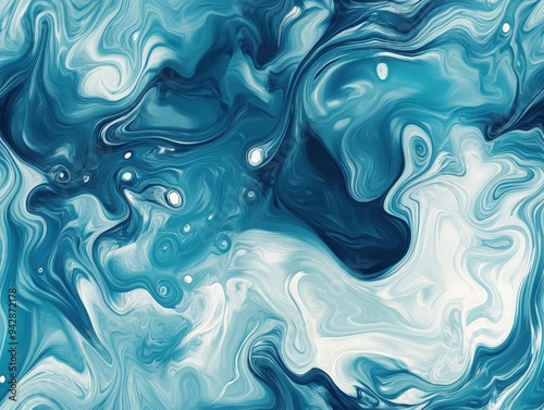 seamless pattern, Abstract fluid art featuring swirls of blue and white, perfect for backgrounds, prints, or creative projects.