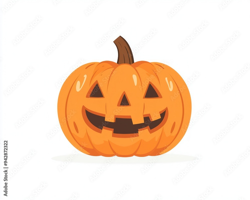 Simple flat design of a cartoon pumpkin, joyful expression on a white background. Simple flat design of a cartoon pumpkin, joyful expression on a white background.