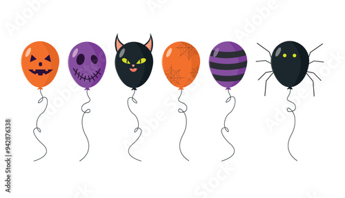 Set of balloons for Halloween and theme parties. Balloons for holiday and birthday.