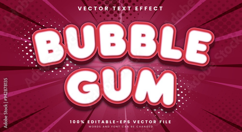 Bubble Gum 3d editable text effect Template Suitable for modern and simple style
