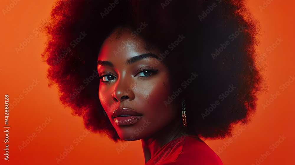 Portrait of a black person with a voluminous afro.