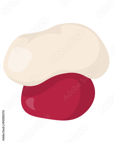 Boletus satanas wild poisonous mushroom in flat style, element growing in the forest for education or design
