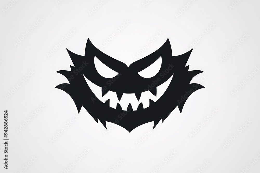 Black scary face for Halloween, minimalist vector with high definition. Black scary face for Halloween, minimalist vector with high definition.