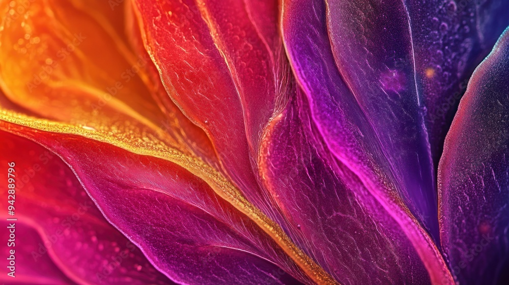 Abstract Close-Up of Shimmering Purple, Red, and Gold Petals Abstract Close-Up of Shimmering Purple, Red, and Gold Petals