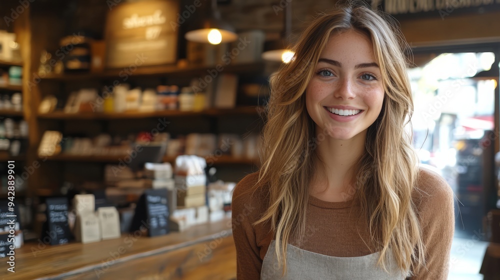 The first customer entering a new shop, emphasizing the excitement and significance of opening day. The first customer entering a new shop, emphasizing the excitement and significance of opening day.