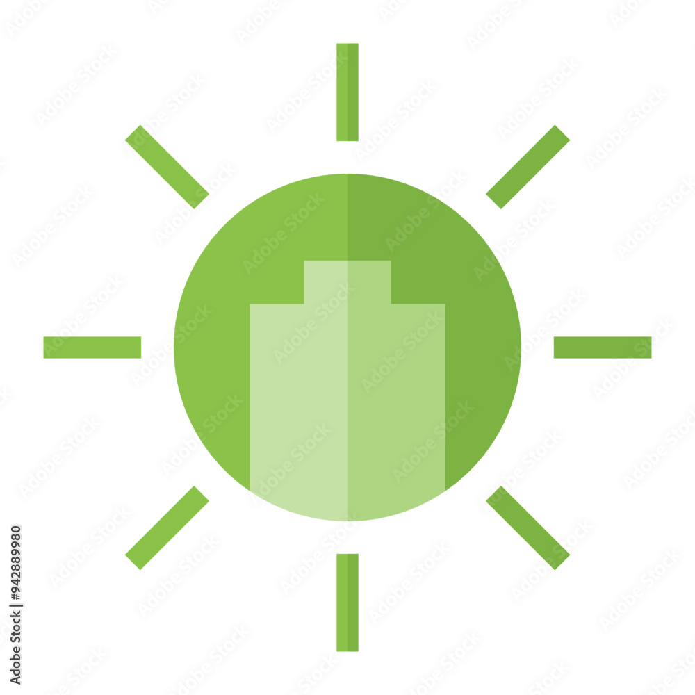 Sun Battery Energy Eco Ecology Single Icon Flat Color Style Sun Battery Energy Eco Ecology Single Icon Flat Color Style