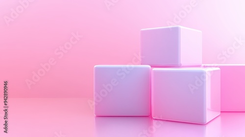 Pink cubes stacked on top of each other on a pink background