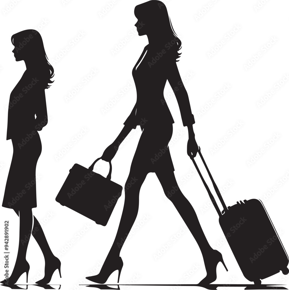 Character Of Pretty young Business Woman Wearing Formal Suit Standing Silhouette Vector Illustration Character Of Pretty young Business Woman Wearing Formal Suit Standing Silhouette Vector Illustration