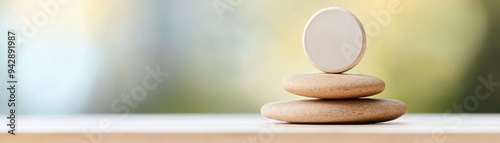 A serene composition of stacked stones symbolizing balance and tranquility, ideal for wellness and mindfulness themes. photo