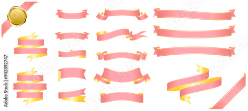 pink ribbon banner design material