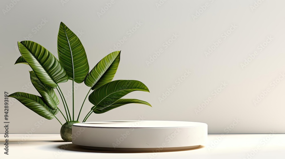 a potted plant sitting on top of a white table a potted plant sitting on top of a white table
