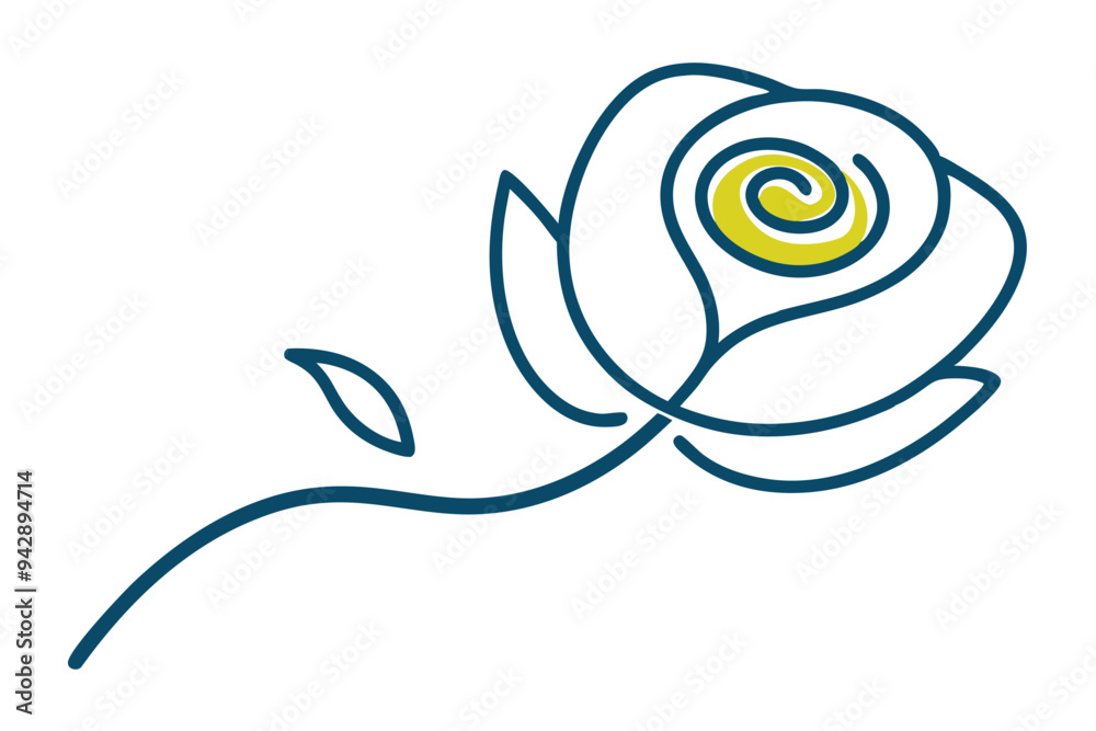 Simple Line Art Rose with Graceful Lines and Single Bloom Simple Line Art Rose with Graceful Lines and Single Bloom
