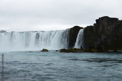 Dettifoss waterfall, powerful water flow in the impressive canyon in Iceland photo