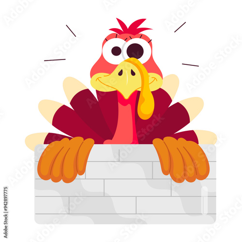 Turkey character sticker designed in flat style  

