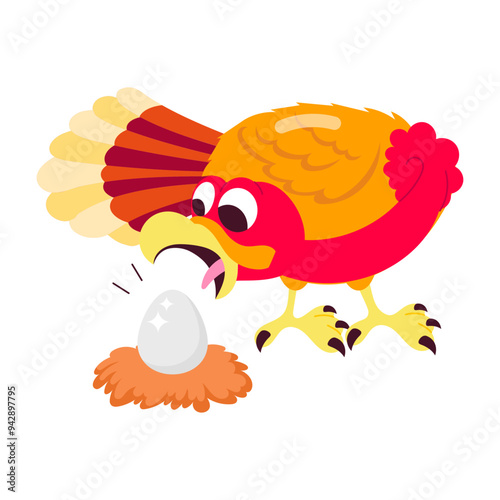 Cartoon style sticker of turkey egg nest 

