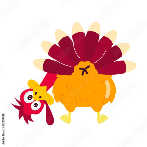 Funny turkey watching comic style sticker 

