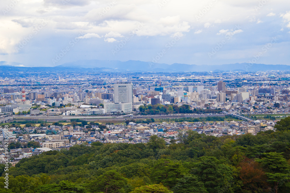 Aerial view of Takasaki town, Gunma prefecture, Kanto, Japan. Aerial view of Takasaki town, Gunma prefecture, Kanto, Japan.