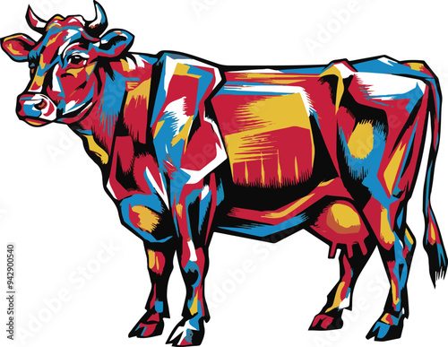 Designable colourful cow Illustratipn vector . photo