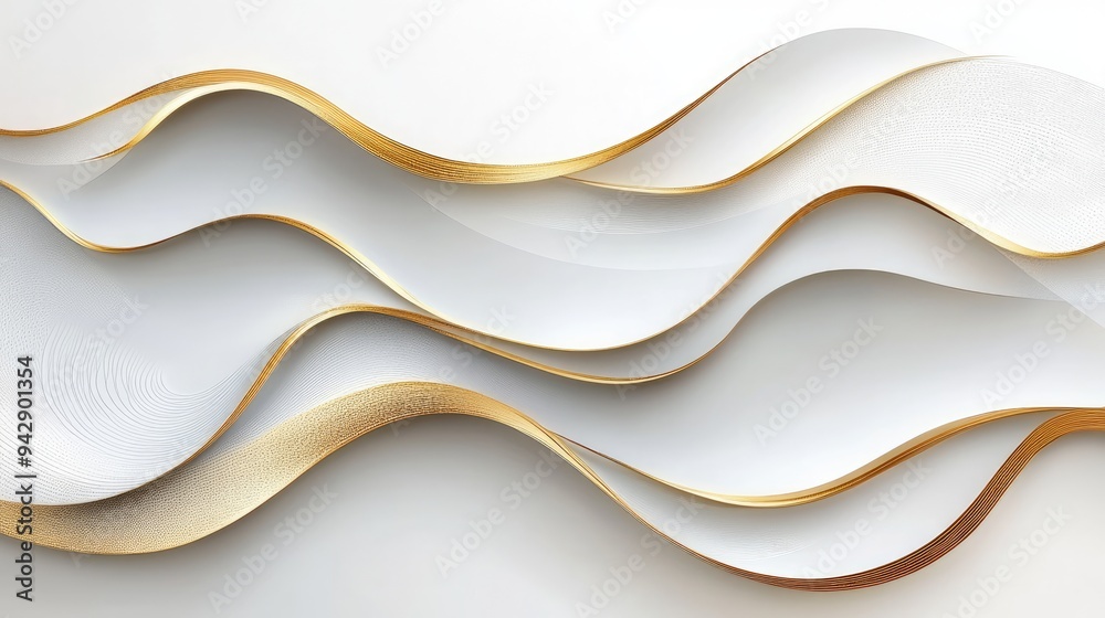 Fototapeta premium Abstract gold and white wave pattern. Perfect for backgrounds or graphic design.