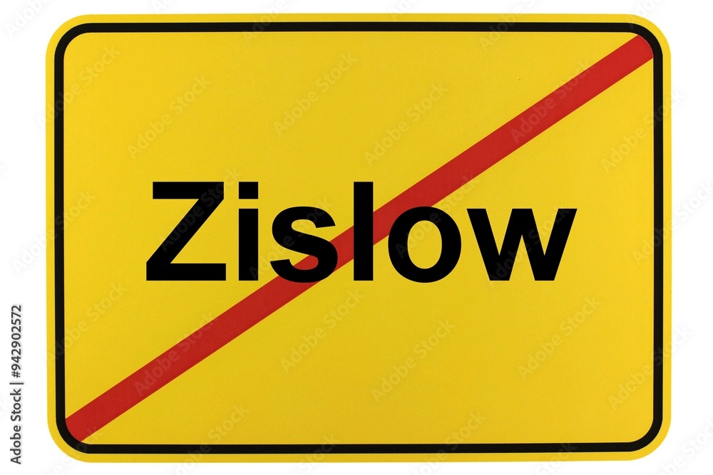 Fototapeta premium Illustration eines Ortsausgangsschildes der Gemeinde Zislow in Mecklenburg-Vorpommern