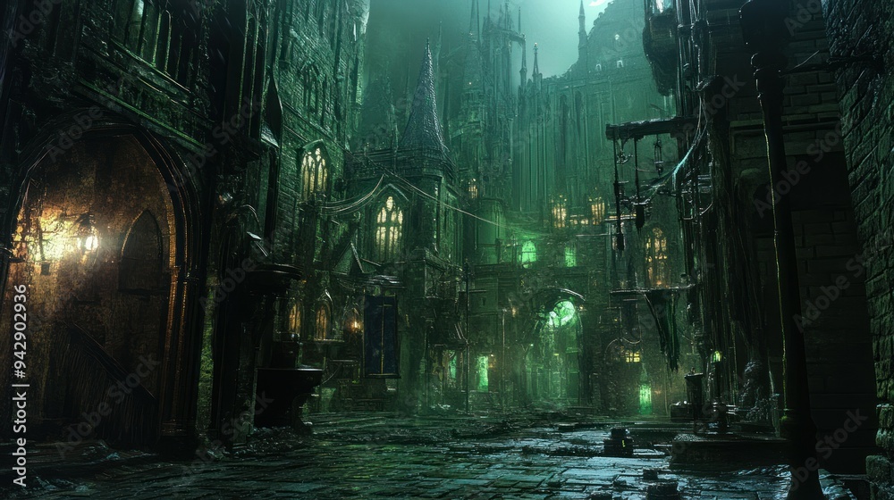 A Dark and Mysterious Medieval Alleyway A Dark and Mysterious Medieval Alleyway