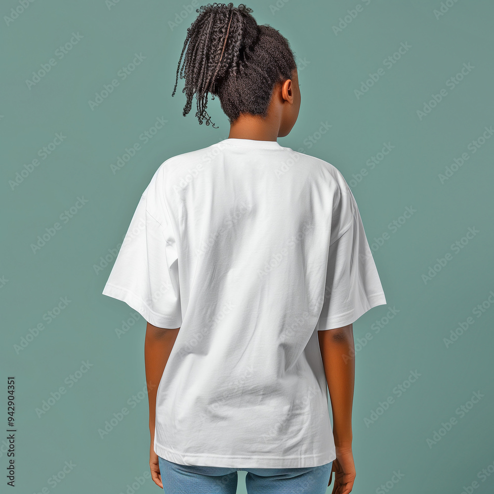 a woman wearing a white Tshirt mock up back view a woman wearing a white Tshirt mock up back view