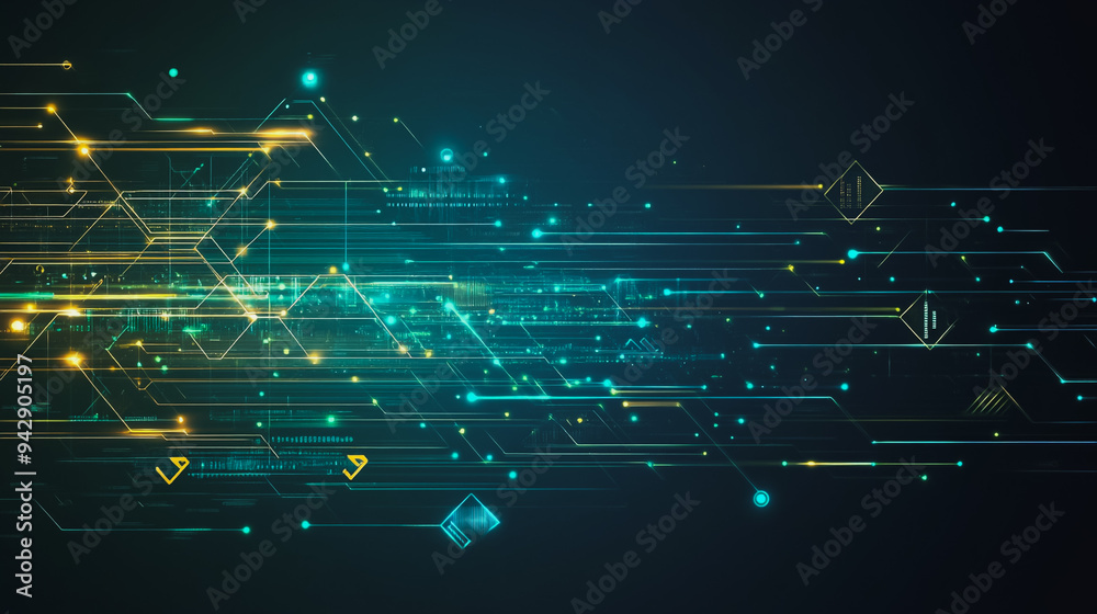 Obraz premium Abstract colorful business connection of lines from nodes It is connected to endless nodes and represents the innovation of communication in the network with black background