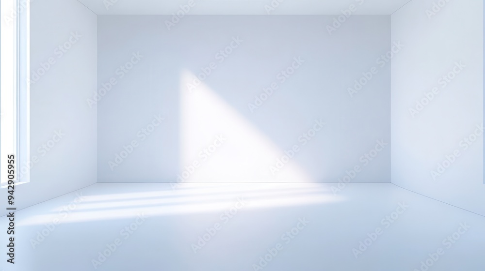 A white room with a window and a white wall. The room is empty and has a very clean and simple look A white room with a window and a white wall. The room is empty and has a very clean and simple look