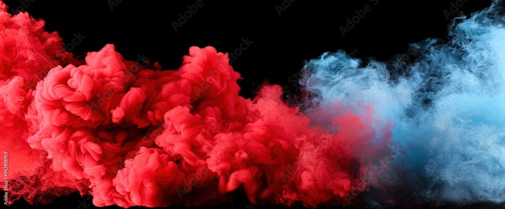 Abstract Red and Blue Smoke on Black Background