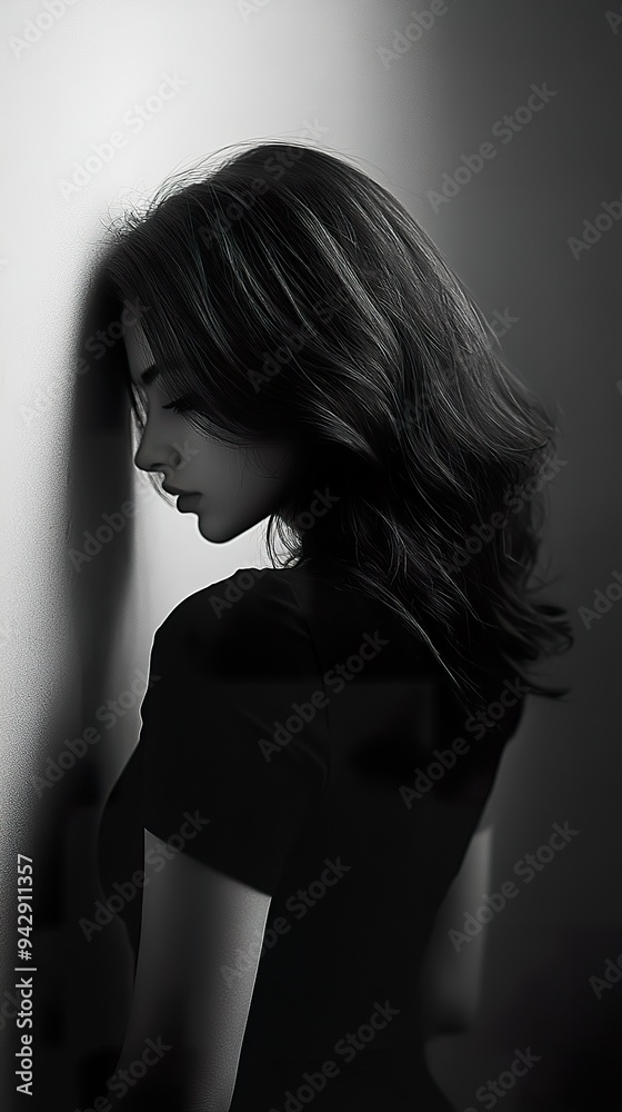 Naklejka premium black white portrait photo trend content for instagram and vertical video ratio 9:16
