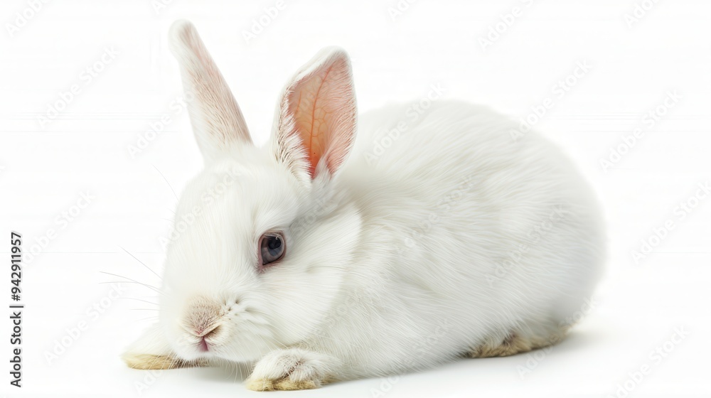White Rabbit. Adorable and Clean Closeup of a Cuddly Domestic Animal White Rabbit. Adorable and Clean Closeup of a Cuddly Domestic Animal