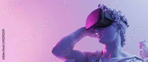 A greek statue in VR glasses