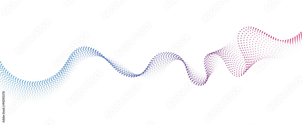 Flowing Dot Wave halftone gradient pattern on transparent background	
