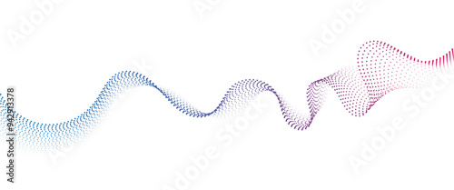 Flowing Dot Wave halftone gradient pattern on transparent background 